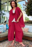 Sandbar Linen Blend Drape Front Cap Sleeve Gilet Rioja